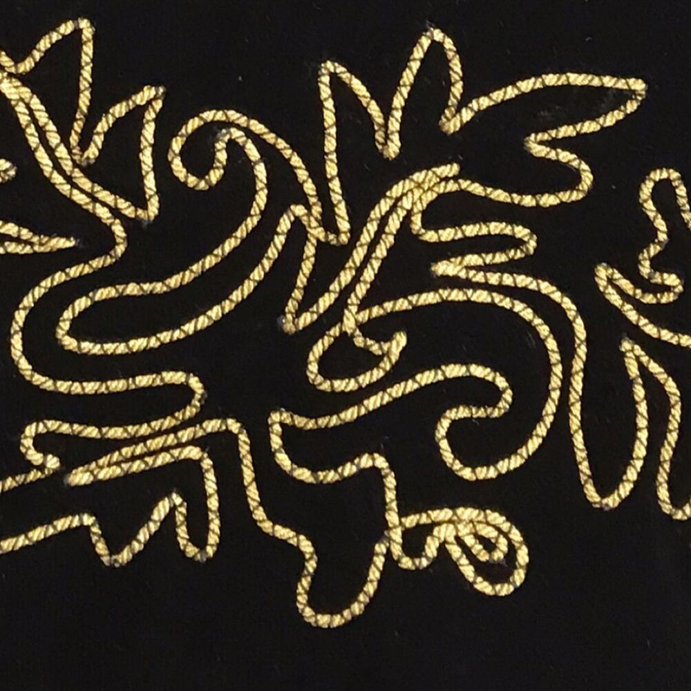 Ralph Lauren Black Velvet Maxi Gown Embellished Gold Applique Black Tag - Picture 2 of 6